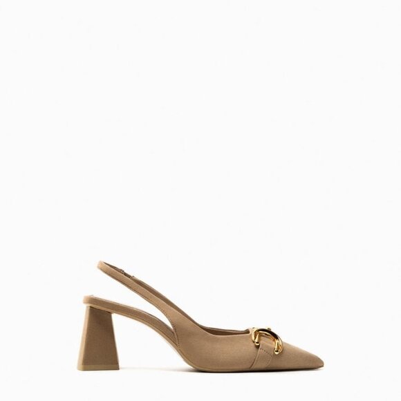 ZARA | BLOCK-HEEL SLINGBACK SHOES BROWN SIZE 9 - Picture 3 of 13